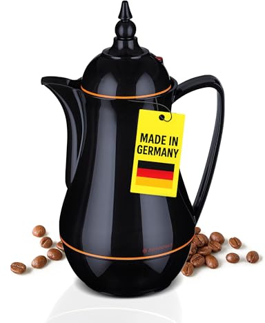 ROTPUNKT Isolierkanne 0,5 L - Premium Kaffekanne Made in Germany I Hält bis zu 24 Std heiß I Warmhaltekanne für Kaffee und Tee (Sema 915, Electric Clementine)