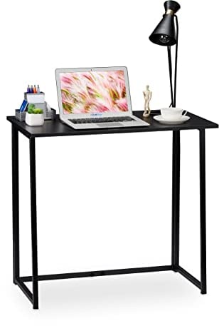 Relaxdays Schreibtisch klappbar, platzsparender Bürotisch zum Klappen, Home Office, Jugendzimmer, 74,5x80x45cm, schwarz