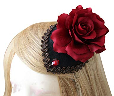 Fascinator Gothic Kopfschmuck Strass Blumen Haarschmuck Elegant Spitze Haarband mit Haarklammern Minihut Burlesque Stirnband Hochzeit Requisiten für Tanz Maskenball Cocktail TeaParty Halloween