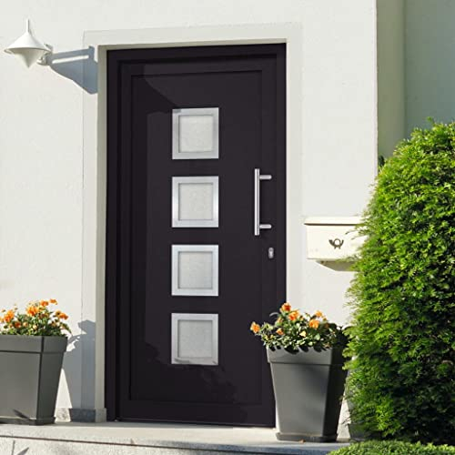vidaXL Haustür mit Handgriff-Set 3 Schlüssel Montageset Nebeneingangstür Außentür Kellertür Eingangstür Wohnungstür Tür Anthrazit 98x190cm