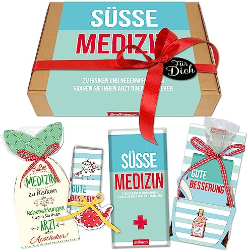 STEINBECK Gute Besserung Geschenk-Set Schokolade Fruchtgummi Bonbons Gesundheit Mitbringsel Genesungswünsche