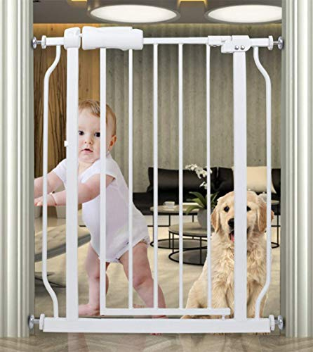 HOOOEN Pequeña puerta estrecha para bebés para escaleras, puertas, pasillos, 24 a 29 pulgadas de ancho, puerta de bebé montada a presión, puertas para niños o mascotas, puertas de seguridad para
