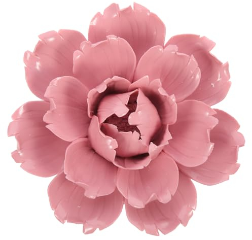 VOSAREA 3D Blumen Wanddeko, Keramik Blumen Rosa Pfingstrose Keramikblumen Wandkunst Hängende Dekorationen für Wohnzimmer Wanddeko, 12cm