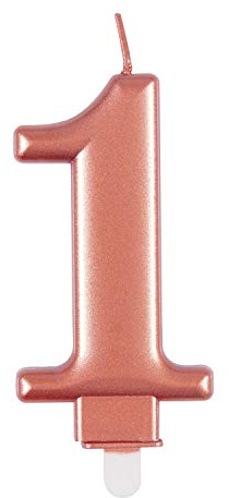 Metallische Geburtstagskerze - Zahl 1 - Roségold