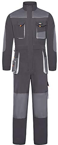 Yukirtiq Herren Arbeitslatzhose Dunkelgrau Arbeitsoverall Latzhose mit Kniepolster-Taschen Arbeitskleidung