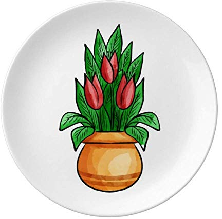 Porzellanteller mit roter Lilie, Cartoon-Teller, dekorativ, Salver Geschirr, Abendessen