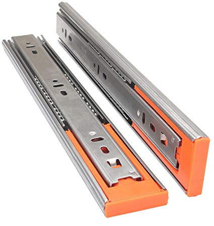 SSHHM Schwerlast Teleskopschiene,Doppelfederdesign,Glattes Zeichnen,Schubladenschiene,Starke Tragfähigkeit,Nicht Leicht zu rosten/Stainless Steel Buffer / 16 in