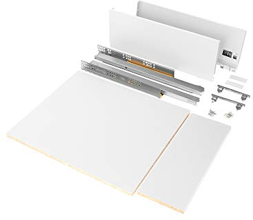 Emuca - Schubladen-Kit für Küche oder bad mit Brettern enthalten und Vollauszugführungen mit sanftes Schließen, 178 mm Höhe für 450 mm Modul und 500 mm Tiefe, Weiß.