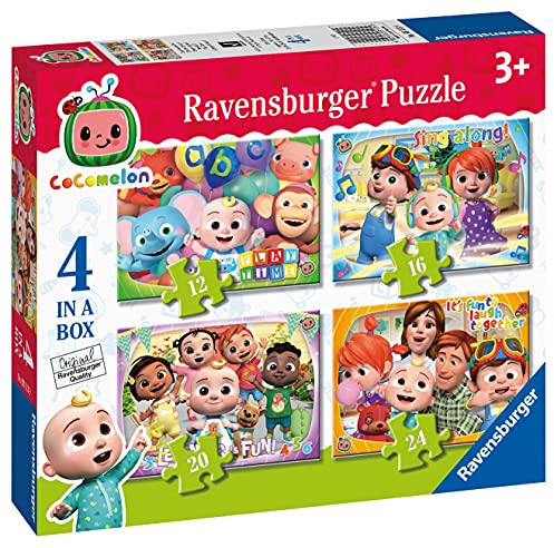 Ravensburger Cocomelon - 4 in Box (12, 16, 20, 24 Pieces) Jigsaw Puzzles for Kids Age 3 Years Up