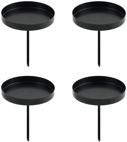 Kerzenhalter Adventskranz, 8 cm Kerzenständer Schwarz 4 Stück, Adventskerzenhalter Metall, Kerzenhalter Stumpenkerzen, Stabkerzenhalter Kerzenteller für Adventsgirlande Blumentopf