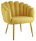 Baroni Home Gepolsterter Sessel mit Muschel-Rückenlehne aus Stoff mit goldenen Eisenbeinen, Sessel für Wohn- oder Schlafzimmer, 67x64 x77 cm, Gelbbeine, Goldfarben