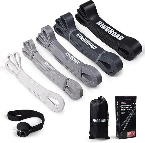 5 Resistance Bands Set, Verschiedene Ebenen Widerstandsbänder Set mit Türanker für Kraftraining und Pilates, Pull up Band Resistance bänder Fitnessbänder Set wiederstandsband (Grey)