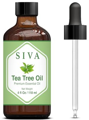 Siva Tea Tree Essential Oil - 4 Fl Oz – Natural Tea Tree Oil - for Diffuser, Face, Skin Care, Aromatherapy, Hair Care, Scalp and Body Massage - with Dropper