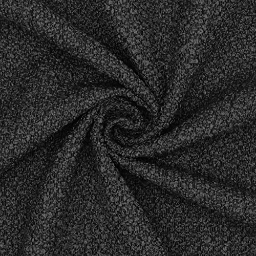 DESHOME Paris Bouclle-Stoff, Meterware, robuster Stoff für Polstermöbel, Sessel, Kissen, Stühle, Betten, Möbelstücke (1 m, schwarz)
