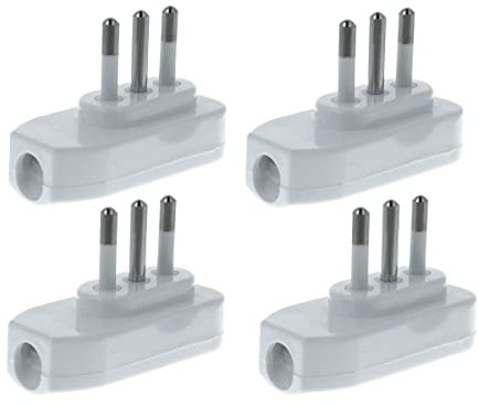 Lot de 4 prises d'économie d'espace, fiche électrique 90 degrés, fiche latérale avec sortie câble 90 ° (fiche 90 degrés 10 A, blanc)