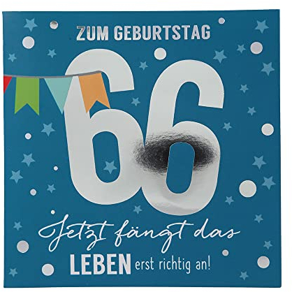 Depesche 11515-049 Zahlenkarte zum 66. Geburtstag mit Musik, veredelte Klappkarte mit originellem Innentext, inkl. Umschlag, Format 15,5 x 15,5 cm