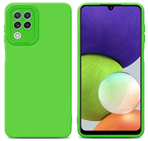 Cadorabo Hülle kompatibel mit Samsung Galaxy A22 4G Schutzhülle TPU Silikon Case Liquid Design mit Kameraschutz Slim Kratzfest Weiche Gummi mit Rundumschutz Case Hülle für Galaxy A22 4G in Grün