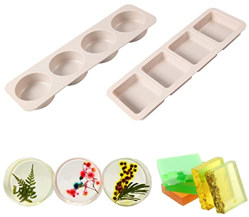 Molde Jabon, Moldes Jabones Artesanales, Moldes de Silicona para Jabones, Moldes Hacer Jabón, Suministros para Hacer Jabón Molde para Hornear Muffins de Cupcake Antiadherente Suave para Manualidade