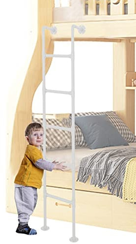 RENLXFI Leitern Stehleitern Klappstufen Innenbereich Etagenleiter Für Kinderzimmer, Schwer Belastbar Hochbett-Leiter 100/120/130/140/150cm Hoch, Für Schlafsaal Reisen Wohnmobil(White,120cm/47inch)