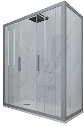 Box doccia 2 ante scorrevoli 90x170 CM H 200 Vetro Trasparente Profilo Silver mod. Glam Duo