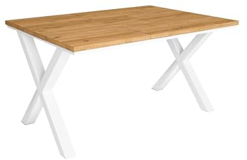 Skraut Home - Mesa de Comedor | 6 Comensales | 140 | Robusta y Estable Gracias a su Estructura y Patas macizas | Ideal para reuniones Familiares | Roble | Estilo Industrial