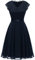 Dressystar Damen Cocktailkleid Elegant Hochzeit Knielang Abendkleider Brautjungfernkleider Kurz Chiffon Marineblau L