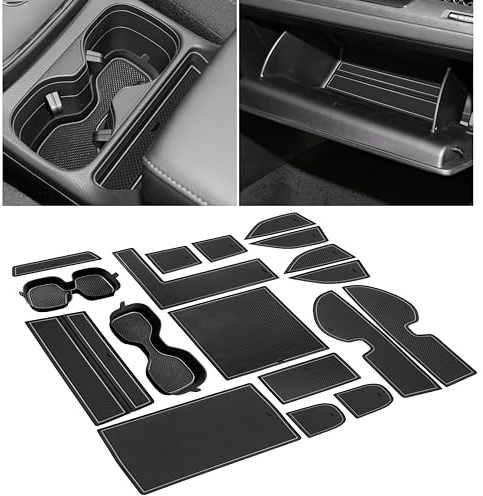 SENSHINE Accesorios para Honda CR-V CRV 2023 2024 2025, portavasos para Consola Central, Forro de Puerta, Antideslizante, Antipolvo, Interior Personalizado, Juego de 18 Piezas (Borde Gris)