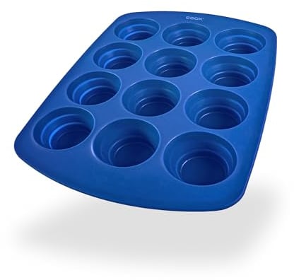 coox 12er Muffinform in Blau – Antihaft Muffinblech aus Silikon für Perfekte Muffins & Cupcakes – Spülmaschinenfest & Hitzebeständig