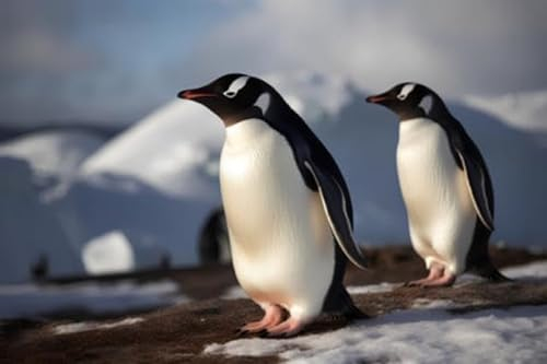 Acryl-Bild 90 x 60 cm: Eselspinguine auf der Eisscholle. 3D-Rendering (202666712)