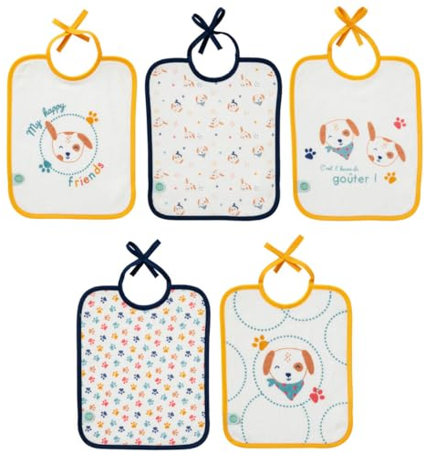 Babycalin Lote de 5 baberos de nacimiento, 20 x 25 cm