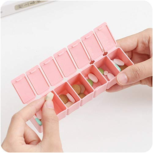 1PC Pillen Box 7 Tage Pille Tablet Organizer Fall Medizin Fällen Lagerung Wöchentliche Tablet Pillen Box (Farbe: rosa)