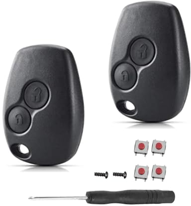 SLshiBo Lot de 2 Renault Coque Clé Télécommande 2 Boutons Boitier de Clé Compatible avec Renault Twingo 2/ Twingo 3/ Kangoo 2/ Clio 2/ Clio 3/ Trafic 2/ Trafic 3/ Master 3/ Modus/Switch et Dacia