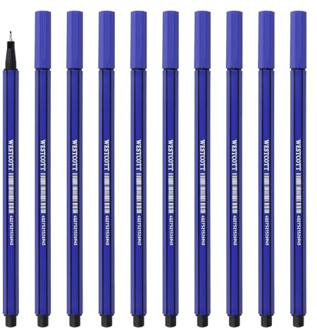 Westcott STORYLINER Fineliner blau 10 Stück | Premium Fineliner mit 0,4mm Strichstärke | Präzise Strichführung, metalleingefasste Spitze, schnelltrocknende Tinte auf Wasserbasis | E-737777 00