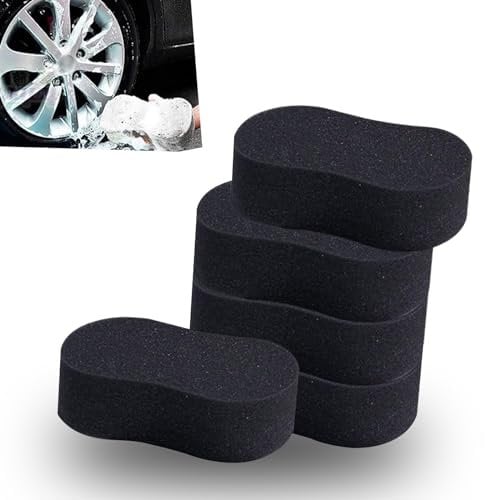 cerfioo Paquete de 5 esponjas de lavado de coche, 8.6 x 4.3 x 1.7 pulgadas de grosor, esponja absorbente de espuma para limpieza de carrocería de coche, limpieza de cera de panal de abeja de alta