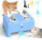 PUHOHUN Cat Toys for Indoor Cats - Rechargeable Silent Automatic Feather Mice Interactive Cat Toy| Hide and Seek Mouse Catching Game