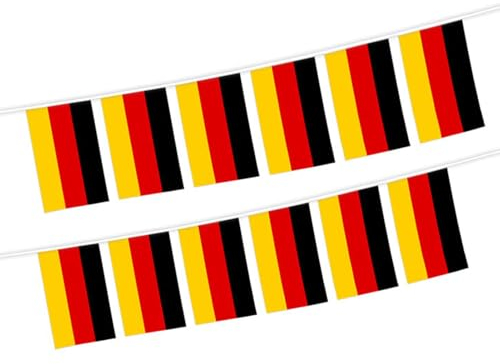 Okaywork 10 M 30 PCS Bandiera Germania Striscione per Festa Nazionale Festa Festa, Germania Bandiere a Corda, per Coppa dei Campioni Giochi di Calcio Bar Domestiche Decorazioni, 21 x 14 cm (Germania)