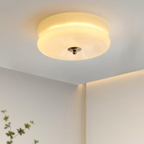 GUANSHAN Retro-Deckenlampe aus französischem cremefarbenem Glas, Vintage-Deckenleuchte, Deckenleuchte, dekorativer Kronleuchter, Deckenlampe mit Augenschutz für Schlafzimmer, Gang, Eingang, Balkon