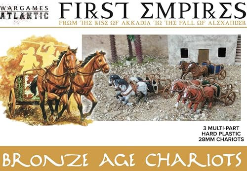 Wargames Atlantic, First Empires – Bronzezeit Chariots – 3 mehrteilige Hartplastik-Figuren (schlagfestes Polyester), 28 mm