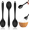 3 cucharas de cocina de silicona, cucharas de silicona de mango largo, cucharas de cocina pequeñas, cucharas para servir, cucharas de mezcla para cocinar, hornear, remover