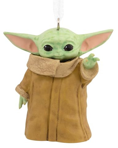 Hallmark The Mandalorian Grogu - Adorno Colgante de árbol de Star Wars, Adorno Colgante de Resina, Adorno Colgante de Navidad, Regalos para Navidad