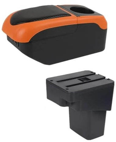 PPXDM Multifunktionales Zubehör Automodifizierte Teile, Innenarmlehnenablage, Teleskop-Getränkehalter, Zubehör Für ESQ 2010-2019(S1 Black-orange)