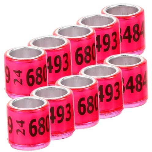 TOGEVAL 100st Taube Fußkettchen Ringe Erkennen Vogelzubehör Geflügel Unterscheidungsmarker Vogelfußringe Taubensportband Taubenbeinbänder Taubenfußringe Rosa Aluminium-Kunststoff