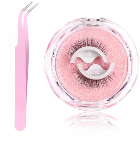 EIHI 1 cofanetto Ciglia Finte Naturali Autoadesive Senza Colla Strisce di Ricambio Termosensibili con Pinzette per Ciglia,morbide e riutilizzabili per il trucco degli occhi Natural eyelashes