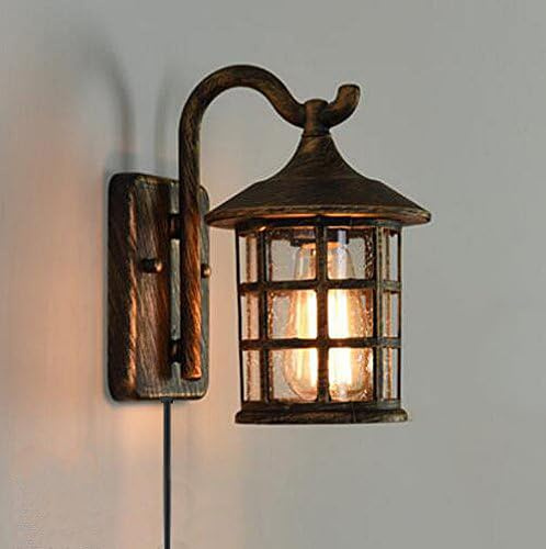 FSLiving Außen IP65 Wasserdicht Wandleuchten, Aluminium Aussen Wandlampe, 1,8m Kabel mit Stecker, E27, Max. 60W Wandleuchte für Garten Garage Sportplatz - BD0870