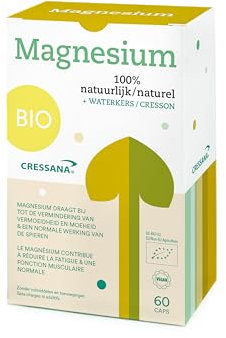 Cressana Magnesium Zeesla Bio - 60 Kapseln - Meersalat-Magnesium - Bio & Vegan - Unterstützt Muskel- und Nervenfunktion, Reduziert Müdigkeit, Leicht Aufnehmbar