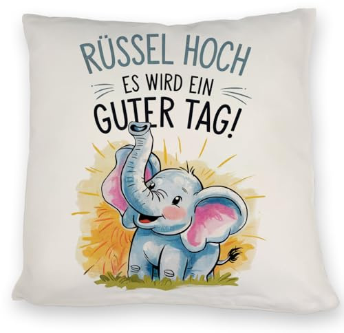 speecheese Fröhlicher Cartoon Elefant Rüssel hoch Kissen Lustiges DekoKissen für Kinder und Tierfreunde