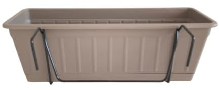 Seat Flor srl® Vaso per balcone, fioriera da balcone, vaso porta fiori, balconiera, cassetta porta fiori (modello kit completo) (3 pezzi, Tortora)