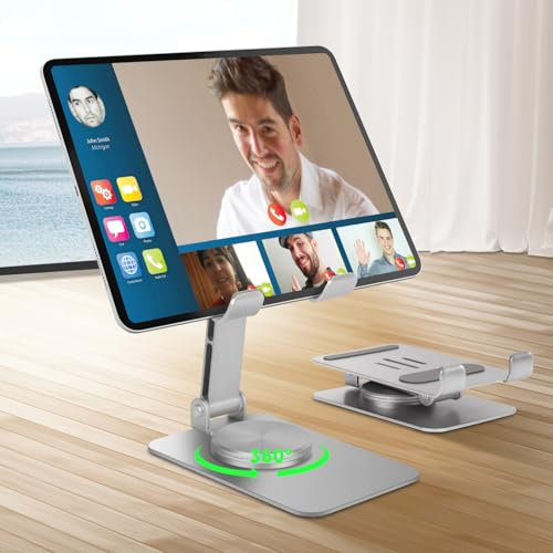 HOTUT Tablet Stand,Stand Tablet Desk Holder Foldable,360° Adjustable Tablet Stand Foldable,Rotating Portable Monitor Stand,Compatible with Phone,Tablets,PS,Switch,Portable Monitor,other 4-13 Device