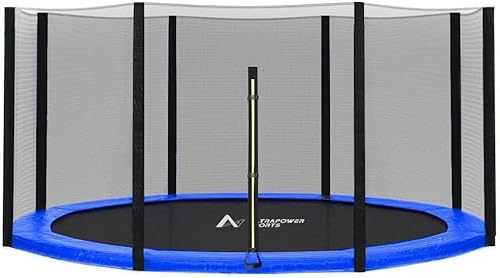 Trampolin Netz Randabdeckung Trampolinzubehör Set Trampolinnetz Randabdeckung für Trampolin Ø 366 cm 8 Stangen UV-beständig Reißfest Trampolinnetz Trampolinschutz Ersatznetz Federabdeckung Umrandung