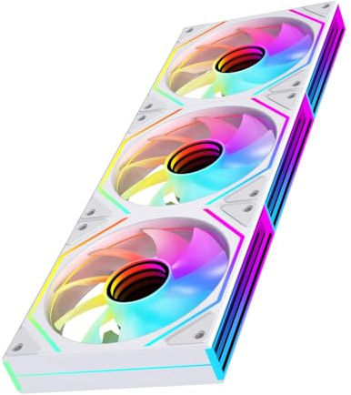 Jungle Leopard Prism4Ultra-X3 RGB PC Ventilateur 120MM 3er Pack[Infinite Mirror][HDB]58.36CFM/1850RPM/26LEDs 5V3PIN ARGB et 12V4PIN PWM Ventilateur (Blanc)